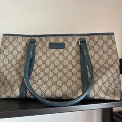 GUCCI スクエアトート ショルダーバッグ エナメル ベージュ 