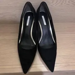 【極美品】RANDA ランダ かかとゴールドパーツ スエードパンプス 黒のサムネイル