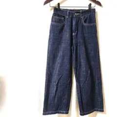 4073K インディゴ クロップド ワイドデニムパンツ ジーンズ　ジーパン　M