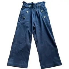 未使用　GU ネイビー ボタン付き ワイドパンツ　110センチ