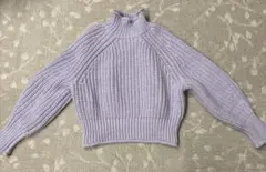 【H&M】パープル　クロップド丈　ハイネックチャンキーニット　Mサイズ　秋冬春！