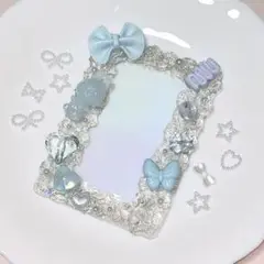 トレカケース　水色ラメ　オーロラ