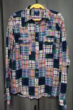 美品！空 ku usa 刺繍 パッチワークシャツ 00s 日本製 上野商会
