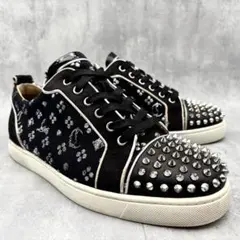 クリスチャンルブタン スニーカー スタッズ 刺繍 キャンバス レザー 27cm