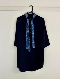 ZARA ザラベーシック　スカーフ付きワンピース　ネイビー