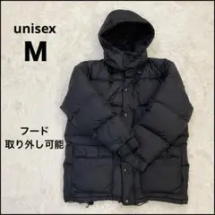 古着 ダウンジャケット ユニセックス M ブラック フード ショート 韓国 極暖