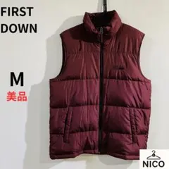 極暖　ダウン90% FIRST DOWN ダウンベスト M バーガンディ 刺繍のサムネイル
