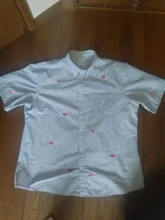 Brooks Brothers スイカ刺繍 半袖シャツ 青白ストライプ