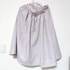 フィント ストライプ膝丈スカート F i.n.t　くすみピンク　膝下　ベルト付き