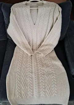 最終お値下げ　IÉNA イエナ　 ニットワンピース　アイボリー　ケーブル編み