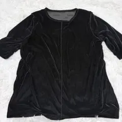 美品☆NICOLE white ニコルホワイト シアーベロアプルオーバーブラックのサムネイル