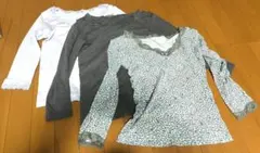 インナー3枚セット(Мサイズ、8〜9分袖の肌着)パープル、チャコール、グレー豹柄