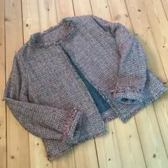45R ギマツイード花刺繍ノーカラージャケット　ボレロ　サイズ3Ｌ 春秋　日本製 2025年最新】45R ノーカラージャケットの人気アイテム - メルカリ