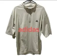 adidas アディダス ハーフジップ 半袖シャツ ベージュ