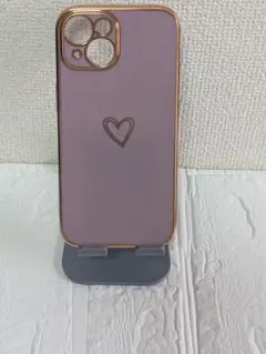 【未使用】iPhone 15 ケース ハート ゴールド縁 大人可愛い ラベンダー