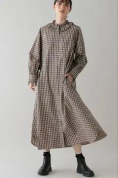 値下げ<natural by clip＞ ポプリンフリルカラーワンピース