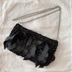 GALLARDAGALANTEガリャルダガランテ 2.718 リボンクラッチ 黒