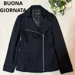 波納喬爾納塔 無領外套 斜拉鍊 格紋 黑色