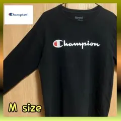 チャンピオン 黒 長袖 Tシャツ M メンズ ロンT ロゴ プリント