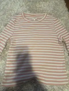 ピンクと白と茶色のストライプ 長袖カットソー 14