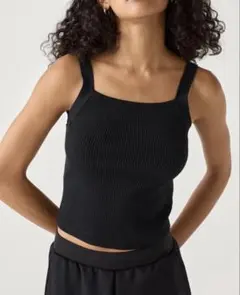 【UNIQLO】ウォッシャブルニットリブキャミソール　ブラック　S