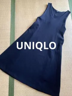 ユニクロ　ブラッシュドジャージージャンパースカート s ネイビー