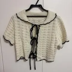 SHEIN 透かし編み 半袖 トップス アイボリー