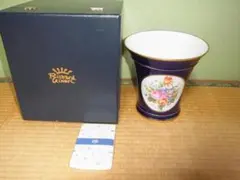 未使用定価40万◆リチャードジノリ コバルトベース 手書きの花柄 20ｃｍ 花瓶
