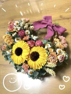 夏のハーフリース　向日葵と薔薇 ドライフラワーのサムネイル