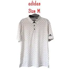 adidas アディダス 半袖 ポロシャツ ロゴ総柄 Mサイズ