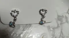 ハート型 青いストーン付き２点セット　 ピアス