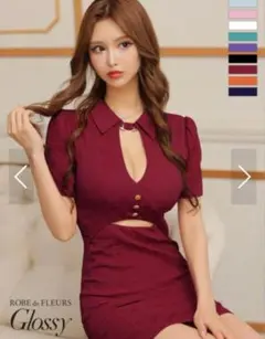 【Glossy/グロッシー】袖あり/半袖/ タイト/ ミニドレス/ キャバドレス