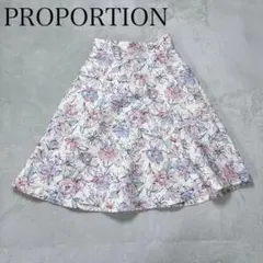 プロポーションボディドレッシング 花柄 フレアスカート S 総柄　白　上品のサムネイル