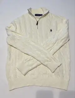 【美品】POLO RALPH LAUREN ケーブルニット ハーフジップ（L）