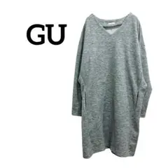 GU/ジーユー ワンピース Ｖネック グレー XL シンプル 定番 ポケット