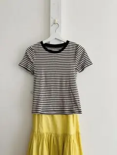 美品　GAPモダンリブ クロップドTシャツ S ボーダー　Y2K　春夏