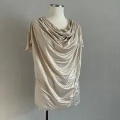 新品タグ付 アンタイトル ドレープカットソー Tシャツ ラメ ゴールド 日本製