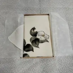 未使用品　丹後ちりめん　風呂敷　絹100%　オフホワイト　椿柄