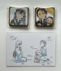 鬼滅の刃　ダイニング　スクエア缶バッジ　ポストカード　時透無一郎　竈門炭治郎