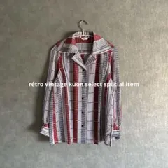 昭和レトロ総柄シャツ　長袖シャツ　シアーシャツ　春コーデ　ヴィンテージ　モード