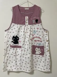 猫花柄　エプロン