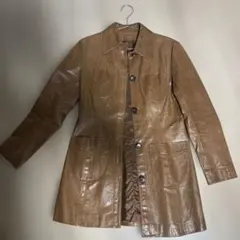 ブラウン レザー ロングジャケット