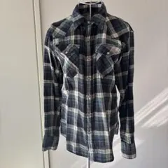 back numberネイビー系チェック柄長袖シャツ　メンズSサイズ