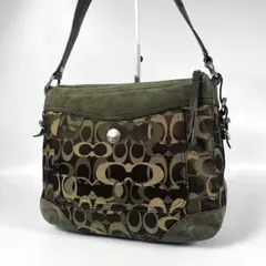 Coach One Shoulder Bag Y2K Suede Olive
