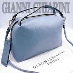 ✨極美品✨【ジャンニキャリーニ】アリファ M ショルダーバッグ レザー 水色系