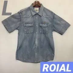 メンズ 半袖デニム　シャツ 裏面刺繍有り　By ROIALのサムネイル