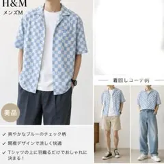 H&M メンズ チェック柄 半袖シャツ メンズM 美品　リラックスフィットのサムネイル