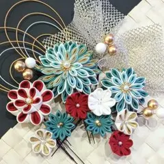 No.84　つまみ細工 髪飾り ハンドメイド 成人式 七五三 和装 振袖 袴