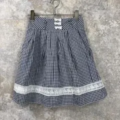 LODISPOTTO ギンガムチェック フレアスカート レース リボン Sのサムネイル