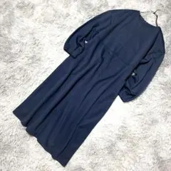 美品 7-ID concept ワンピース ネイビー ロング フリー おしゃれ